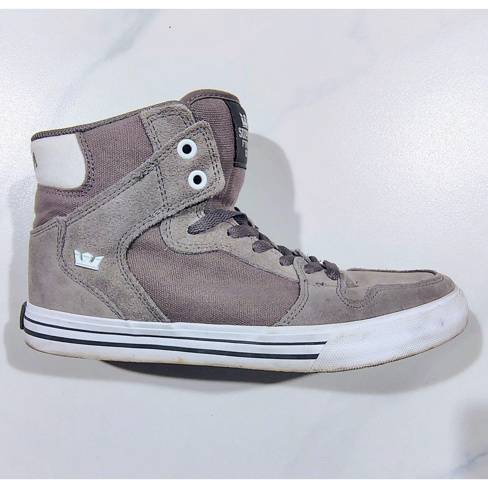 Supra Mens Vaider Skate Shoes Sneakers High Top Gray Suede Canvas 8.5 - Picture 3 of 11